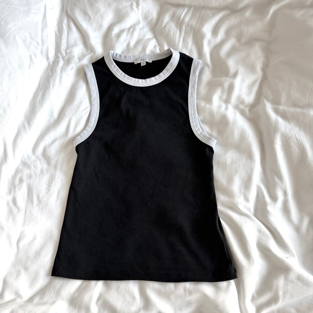 Joe’s Jeans Essential Crewneck Contrast Tank Top Black White Size S